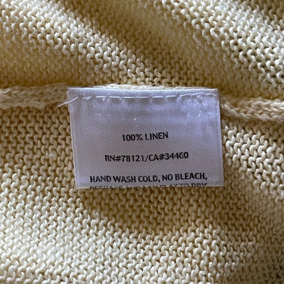 Eileen Fisher Womens Linen Knit V Neck Pullover Hoodie Sweater Large Yellow - Picture 4 of 5